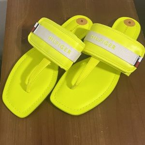 Tommy Hilfiger Lime Square Toe Sandals Sz 8